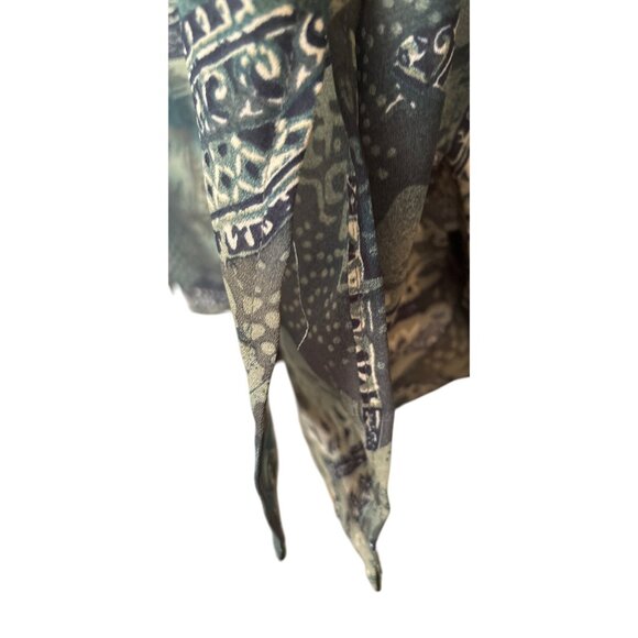 French Laundry Women's Blouse Abstract Button Up Top Olive Green Large Office - Picture 6 of 8